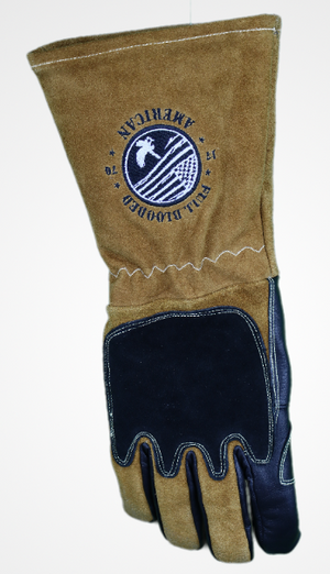 "Patriotic Hand Protectors: Full Blooded American Welding Gloves"